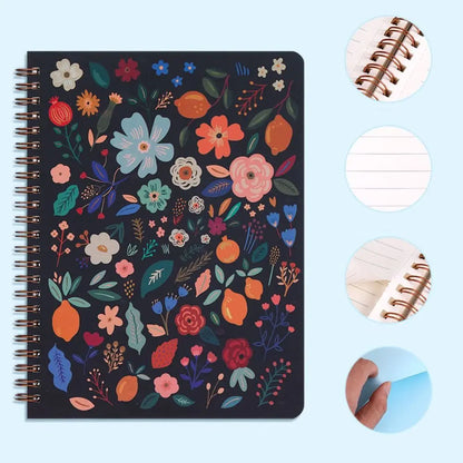 Floral Spiral Notepad with Waterproof Cover