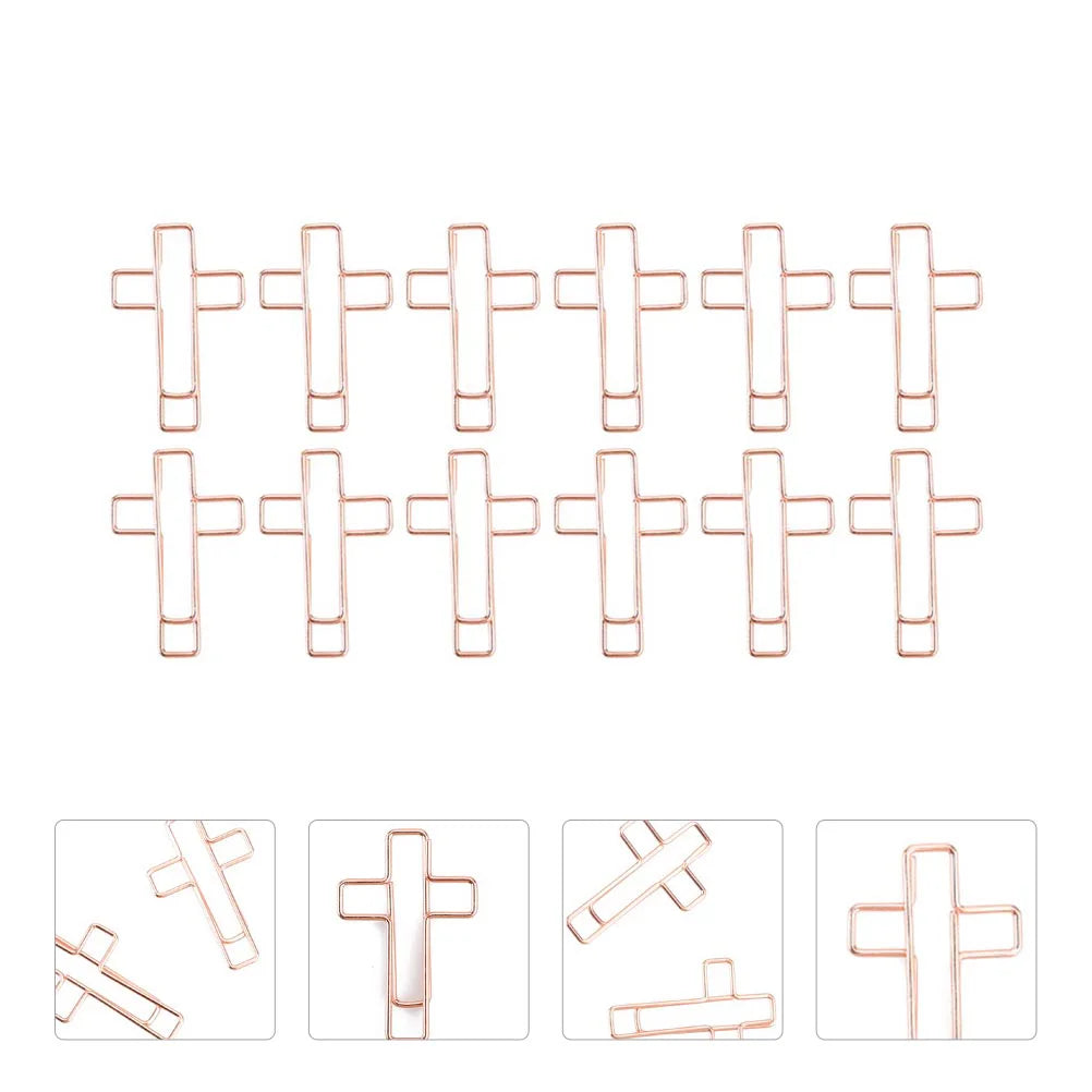 Cross-Shaped Bible Bookmark Clips - 12 Pack