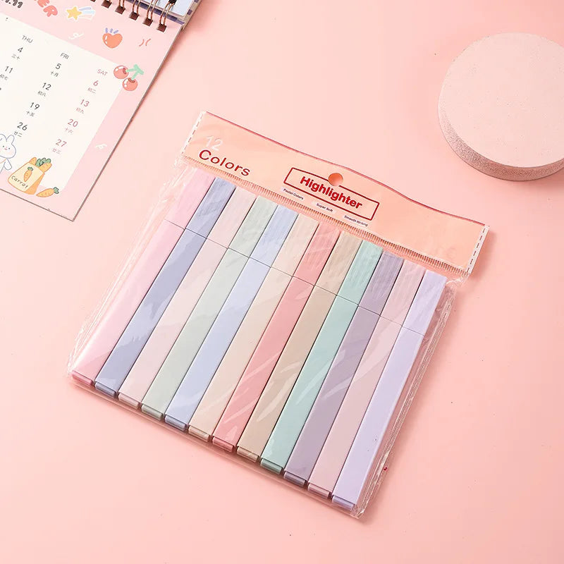 Pastel Dual-Tip Highlighters - 6 PCS