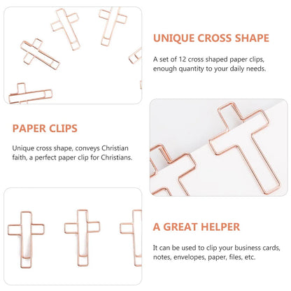 Cross-Shaped Bible Bookmark Clips - 12 Pack