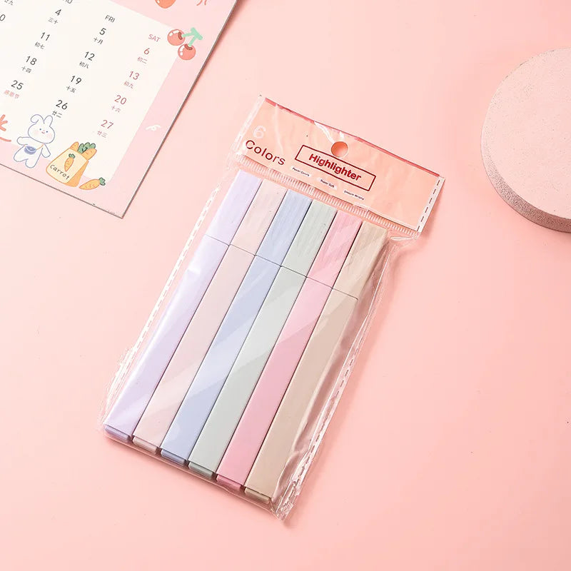 Pastel Dual-Tip Highlighters - 6 PCS