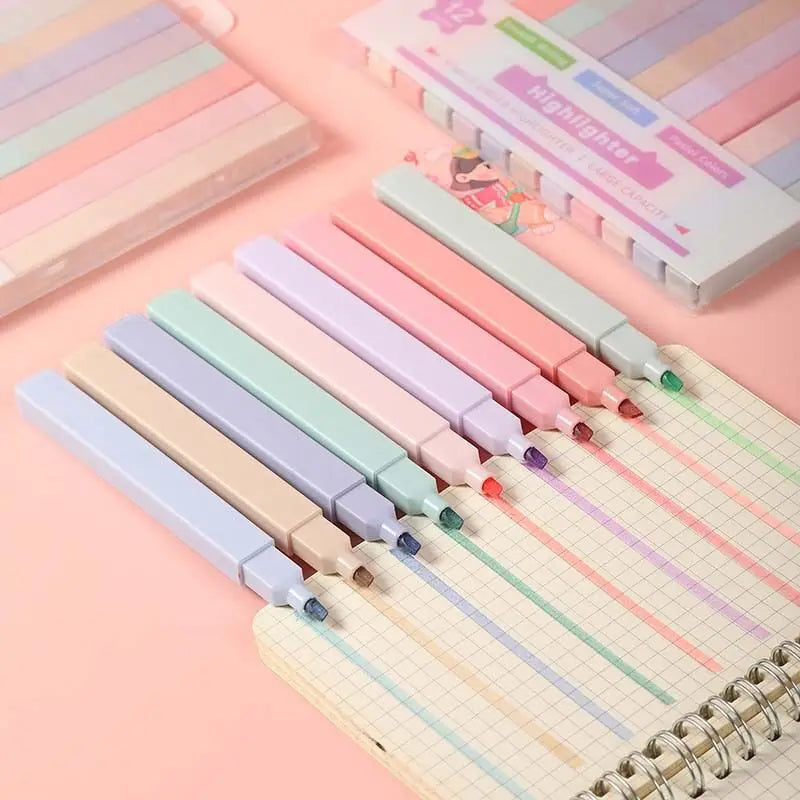 Pastel Dual-Tip Highlighters - 6 PCS