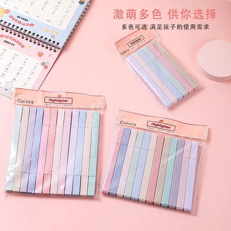 Pastel Dual-Tip Highlighters - 6 PCS